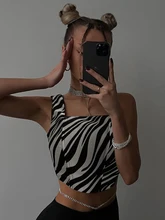 

Y2K Zebra Women Crop Top Corset 2022 Summer Off Shoulder Tube Tank Top Backless Sleeveless Vest Cami Sexy Tops Female Outfits