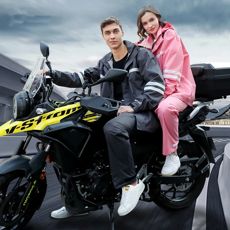 Adult Reflection Safety Pongee Raincoat Suit Impermeable Women/Men Motorcycle Poncho Hiking Rain Gear H-018