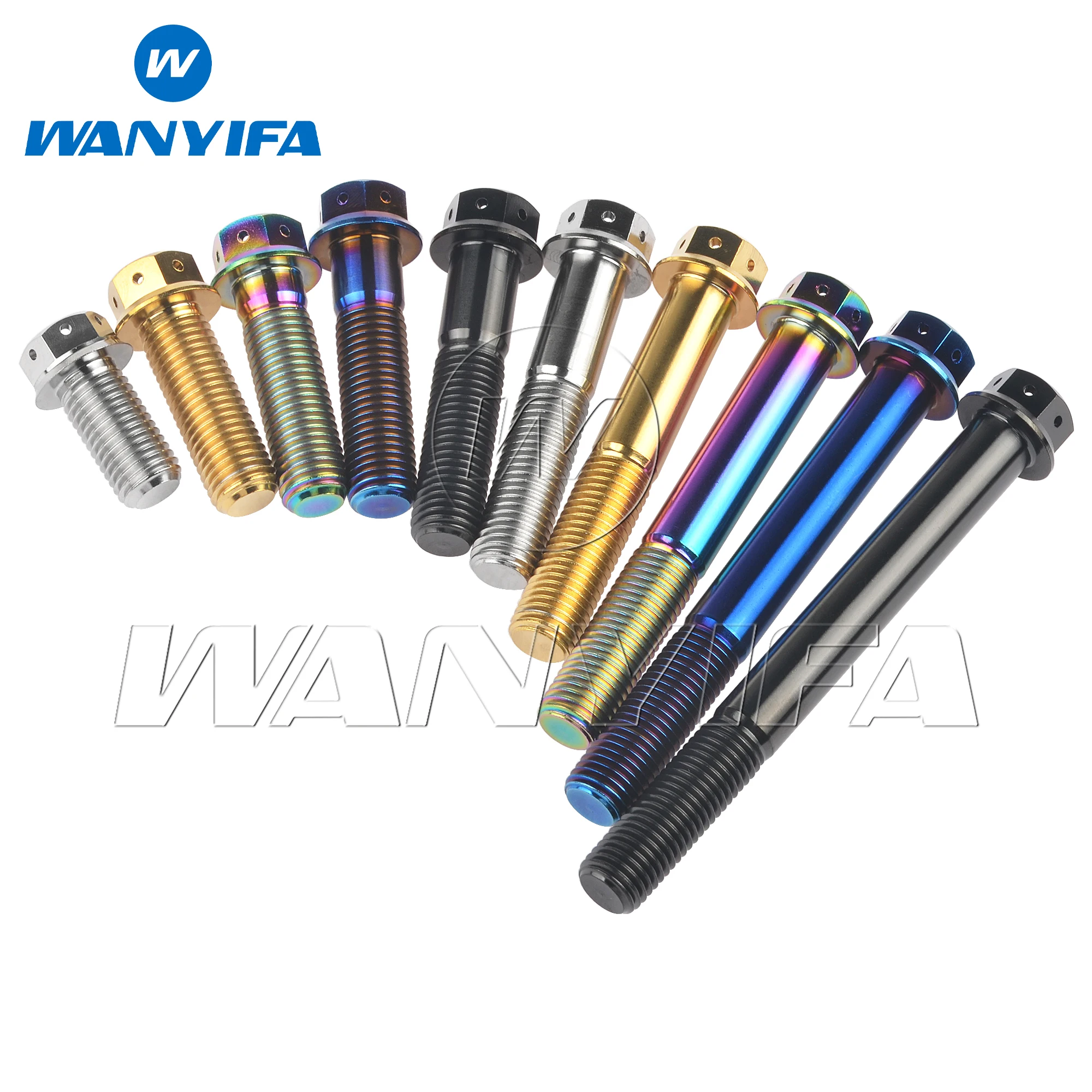 Wanyifa Titanium Bolt M10x20 25 30 35 40 45 50 55 60 65 70 75 80 85 90mm Flange with Drilled Holes Hex Head Screws Pitch1.25/1.5