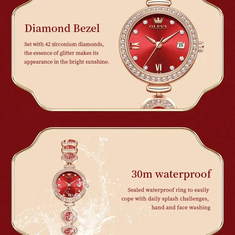 OLEVS 5630 Women Watch Luxury Brand Diamond Watch Date Waterproof Clock Quartz Watch Exclusive Blessing Bracelet Women Watch 5