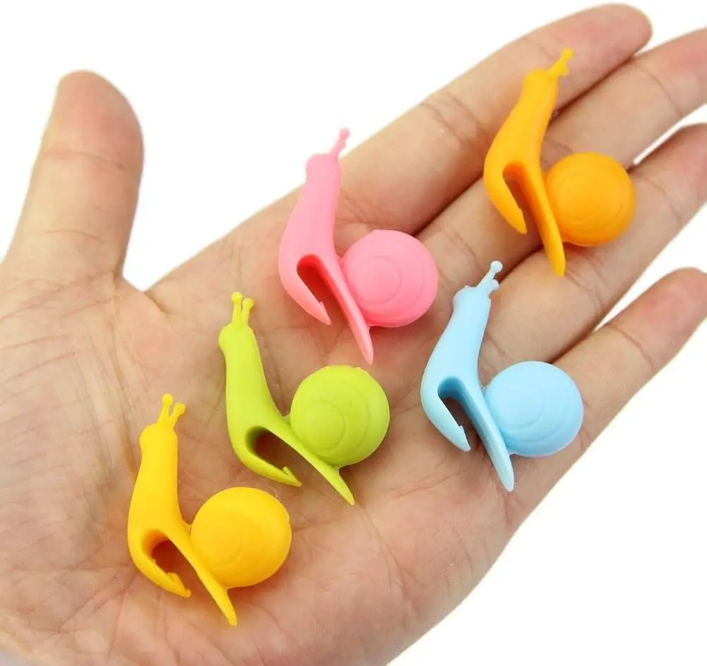 Snail Shape Tea Bag Holder Cup Mug Decoration Tool Creative Food Grade Silicone Soft Clips Tea Bag Coasters Tools 10Pcs silicone tea bag holder