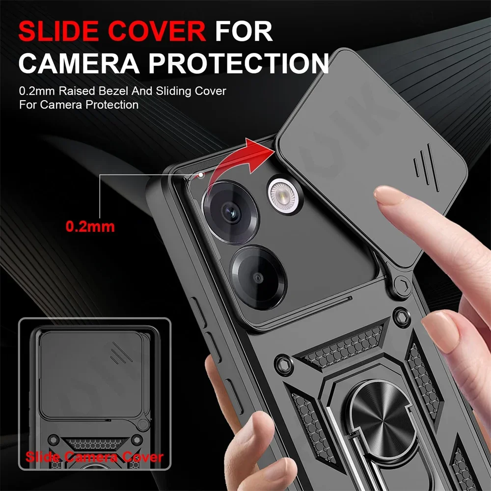 Slide Camera Protector 360° Ring Armor PC Hard Case Cover