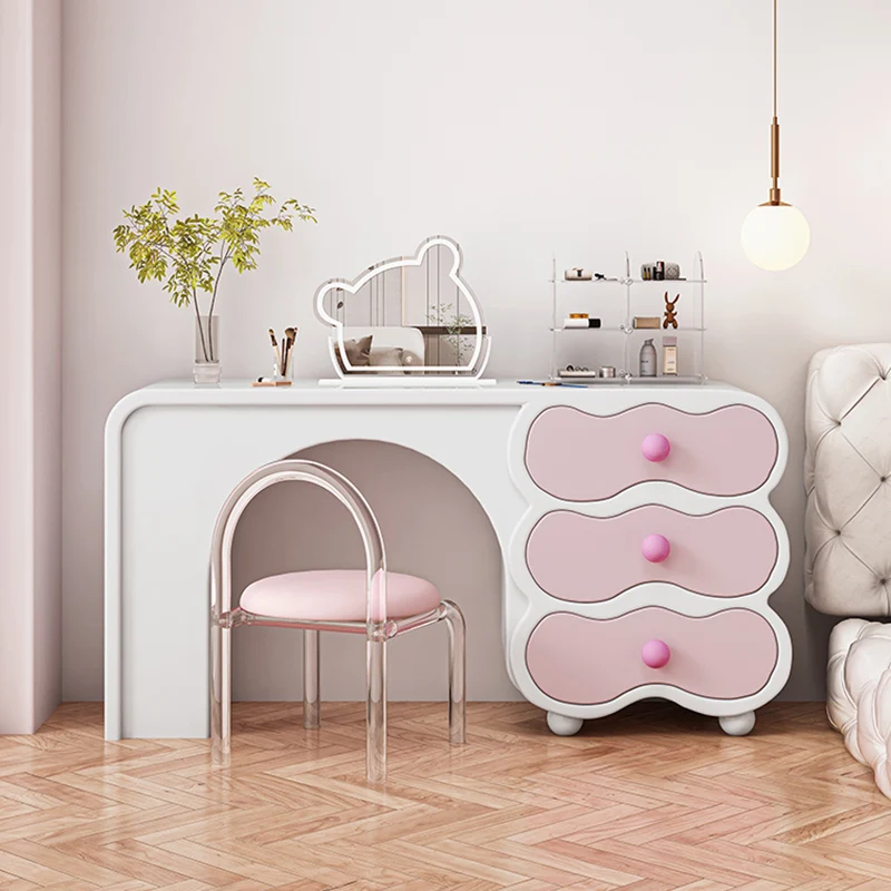 Beauty Women Dressing Table Big Pink Modern Living Room Drawers Dressing Table Makeup Nail Mesa De Maquillaje Trendy Furniture