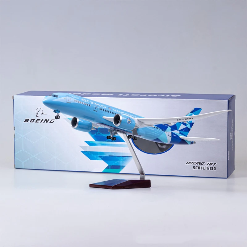

With Wheel Light Simulation 43cm Etihad Airways Boeing 787 Model Man City Livery Collection Display Gift
