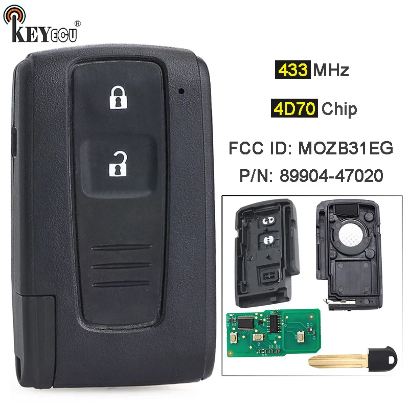 

KEYECU 433MHz P/N: 89904-47020, FCC ID: MOZB31EG Smart Remote Key Fob for Toyota Prius 2004 2005 2006 2007 2008 2009