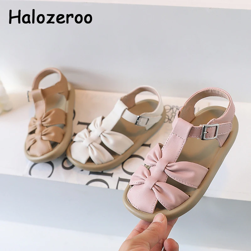 

Summer New Kids Bow Beach Sandals Baby Girls Brand Dress Shoes Toddler Princess Flats Fashion Sandalias Children Pink Sandals