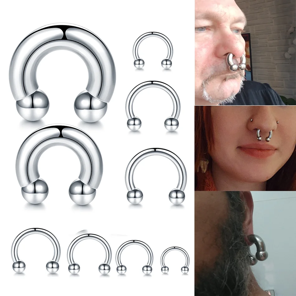 Septum Curved Barbell 10 Pack 16 Gauge Circular Horseshoe Barbells