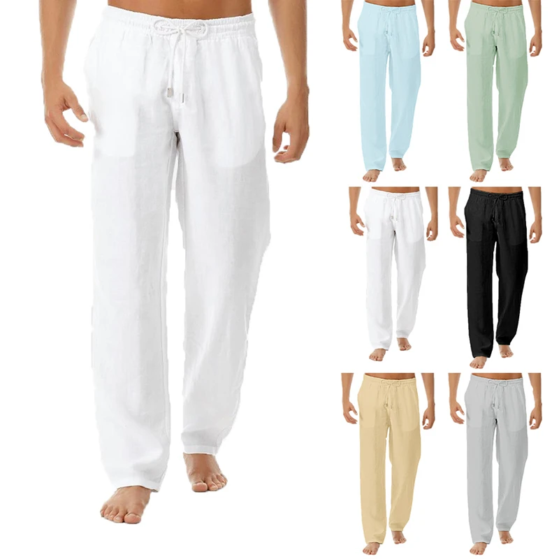 

Summer Men's Wide Leg Pant Straight Simple Cargo Pants Sport Male Casual Running Tactical Trousers Streetwear Elastic Waist