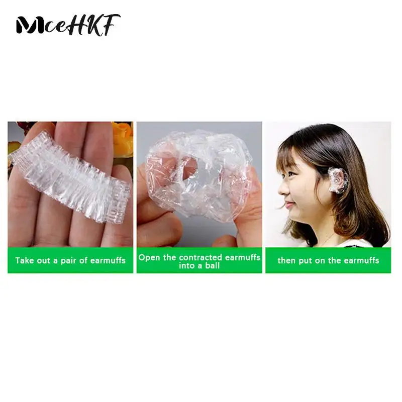 

100pcs Disposable Waterproof Ear Protector Hair Dyeing Ear Cover Barber Hairdressing Accessory Salon Bath Shower Shield Earmuffs