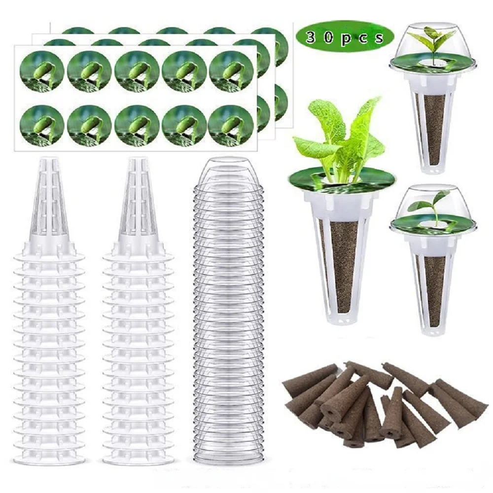 

120Pcs Seed Pod Kit Transparent Hydroponic Growing System with 30 Grow Baskets 30 Grow Domes 30 Labels 30 Grow Sponges