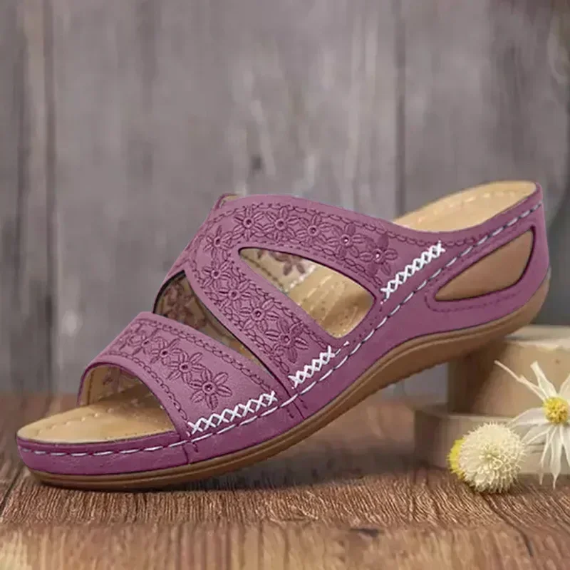 2025 Summer Women Wedge Sandals – Orthopedic, Open Toe, Vintage Anti-Slip Leather Platform Shoes Beach Footwear Sandals