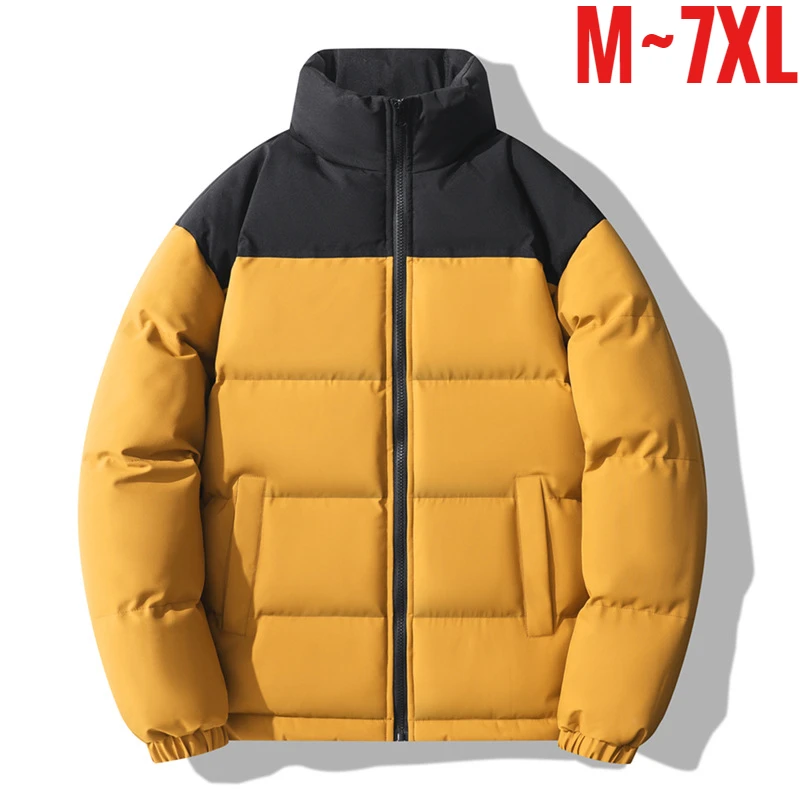 Men Padding Winter Cotton Padded Oversized Jackets Windproof Coat Parka Overcoat Brand Patchwork