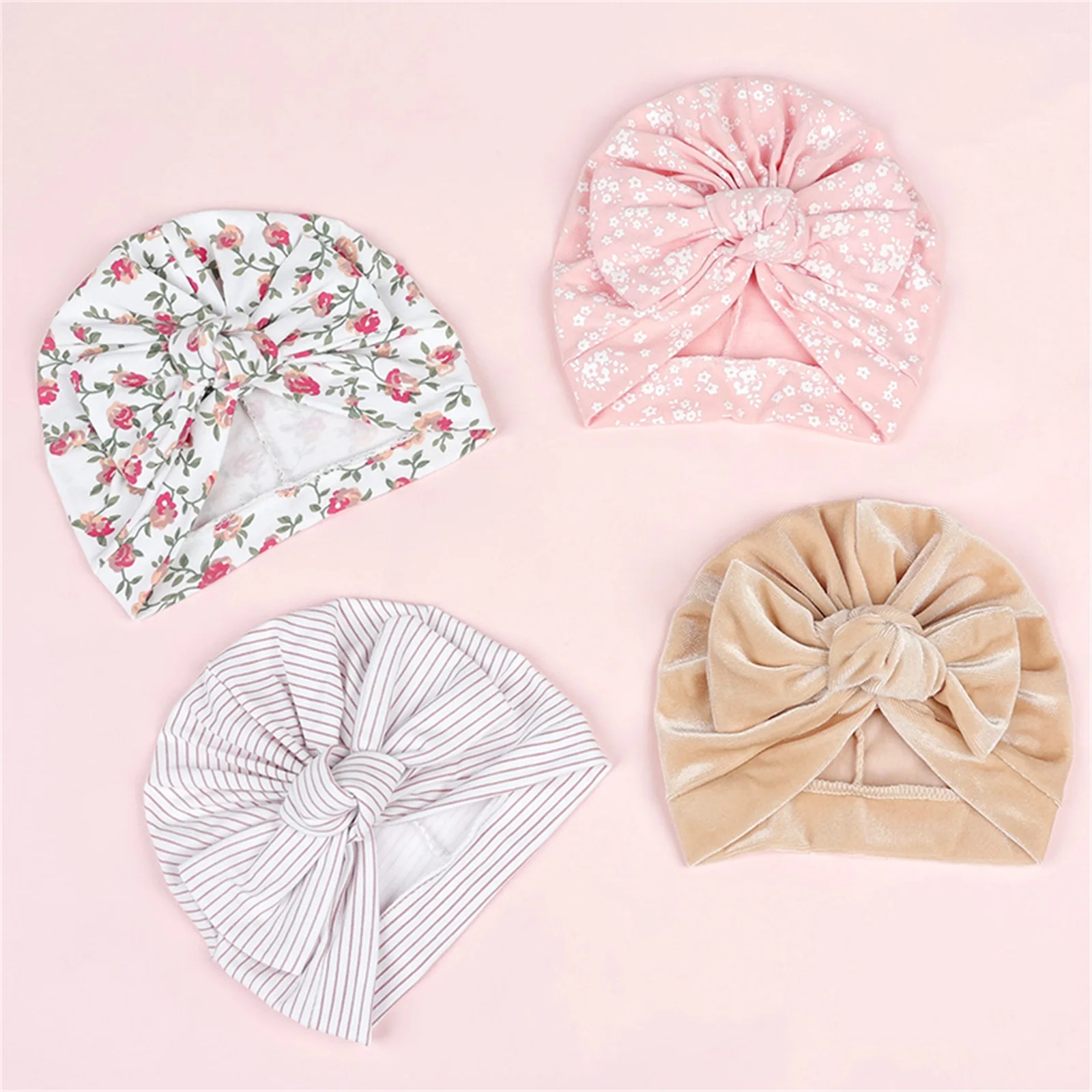 

Cute Turban Hat Cap Beanie Bonnet with Big Bowknot Hospital Baby Hats Knot Headwraps Turbans for Newborn Baby Toddlers Infants