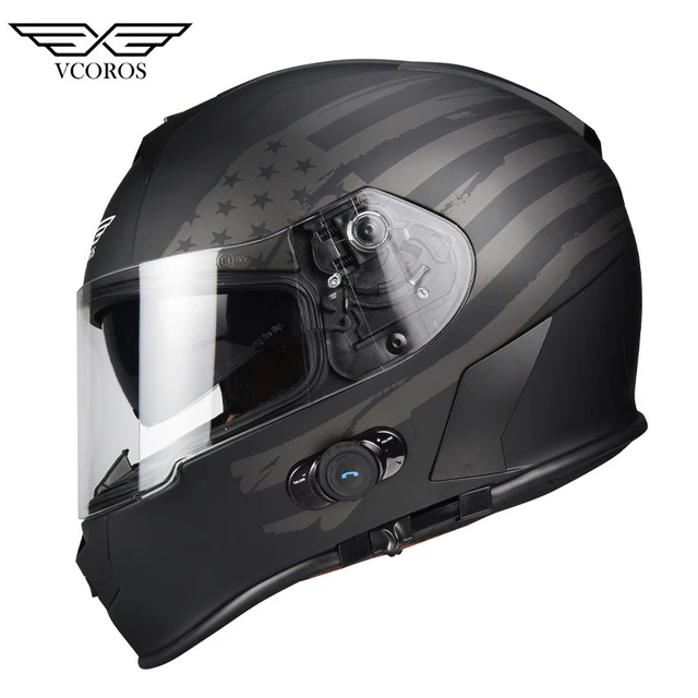 Adecuado para casco de motocicleta con Bluetooth integrado, casco de  carreras de cobertura completa de doble lente - AliExpress