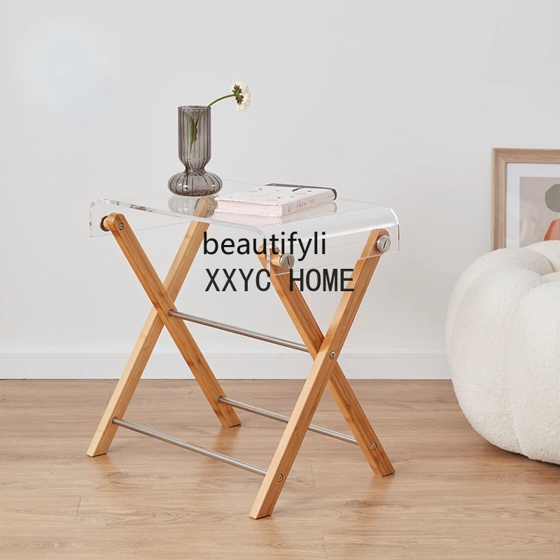 

Creative Acrylic Small Room Simple Sofa Side Coffee Table Bedroom Bedside