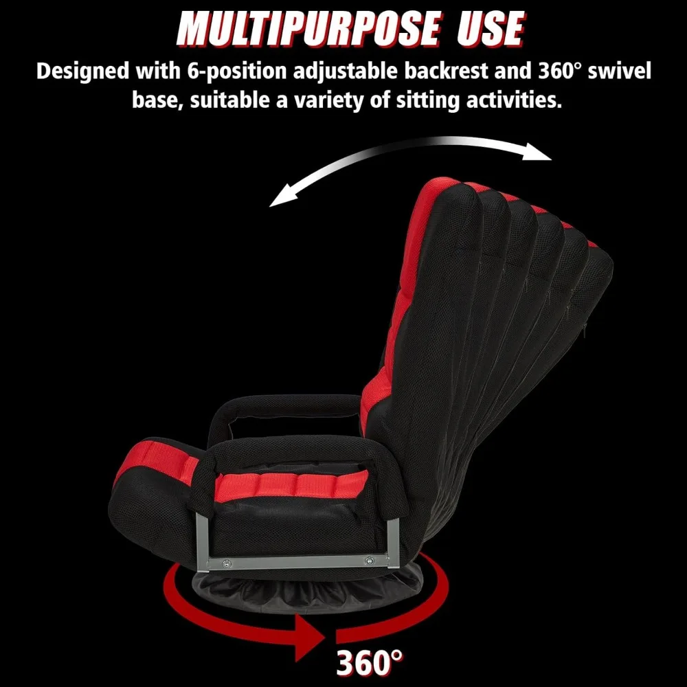 Swivel Gaming Chair Multipurpose Floor Gaming Chair for Playing Video Games, TV, Reading w/Armrest Lumbar Support -2set 4