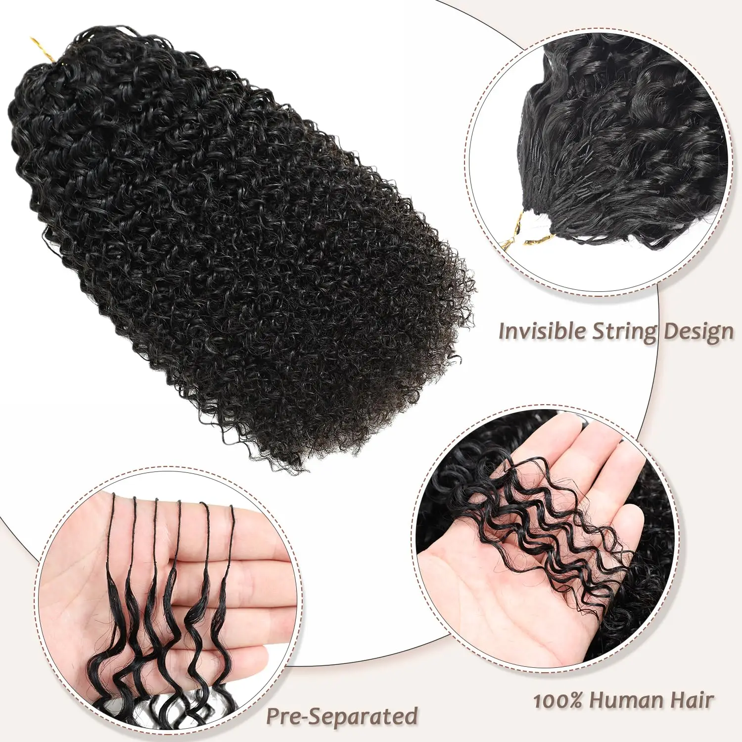 Afro Kinky Curly Crochet Human Hair 12A Miracle Knots Small Spirals Curly Crochet Hair Pre Separated Feather Crochet Human Hair 2