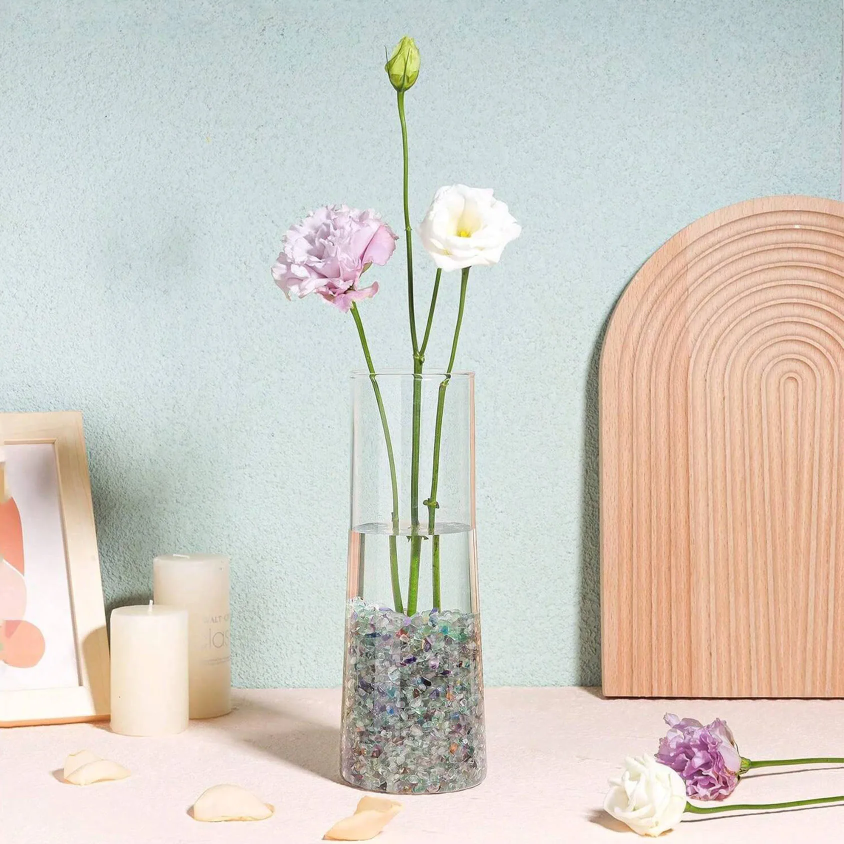 Terrarium Kit ZHIYUXI Tigers Eye Crystal Vase Filler Crystal Chips Stone For Decoration Succulent Plants Vase Fish Tank Gravel Crushed Crystals Chips Aquarium Gravel