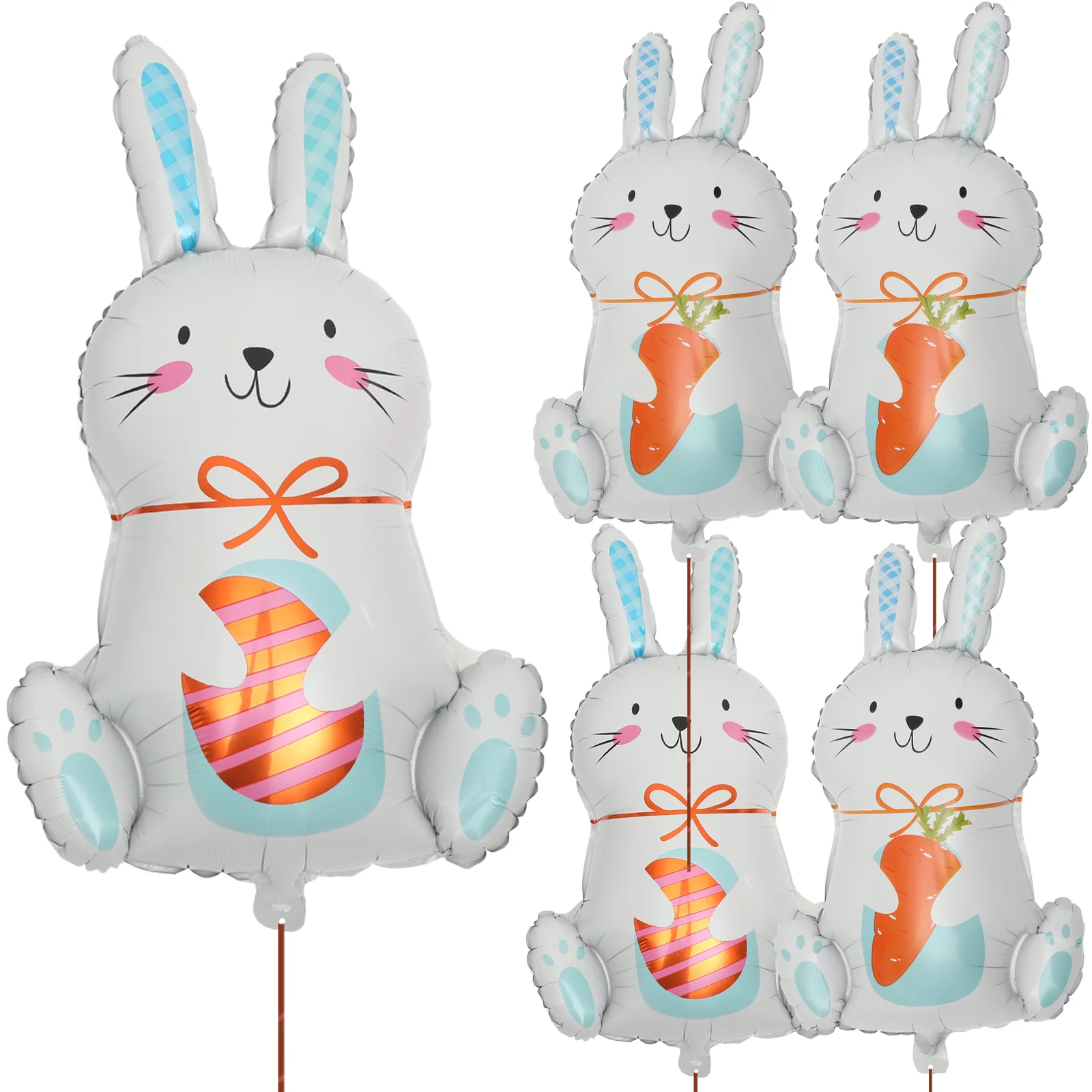 

6pcs Lovely Party Balloons Cartoon Bunny Balloon Easter Theme Party Balloons Decor