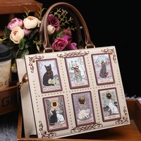 Vintage and Luxury Designer Bag with Delicate Embroidery Cat Printing Women Popular and Fashionable Tote Bag with Large Capacity 4