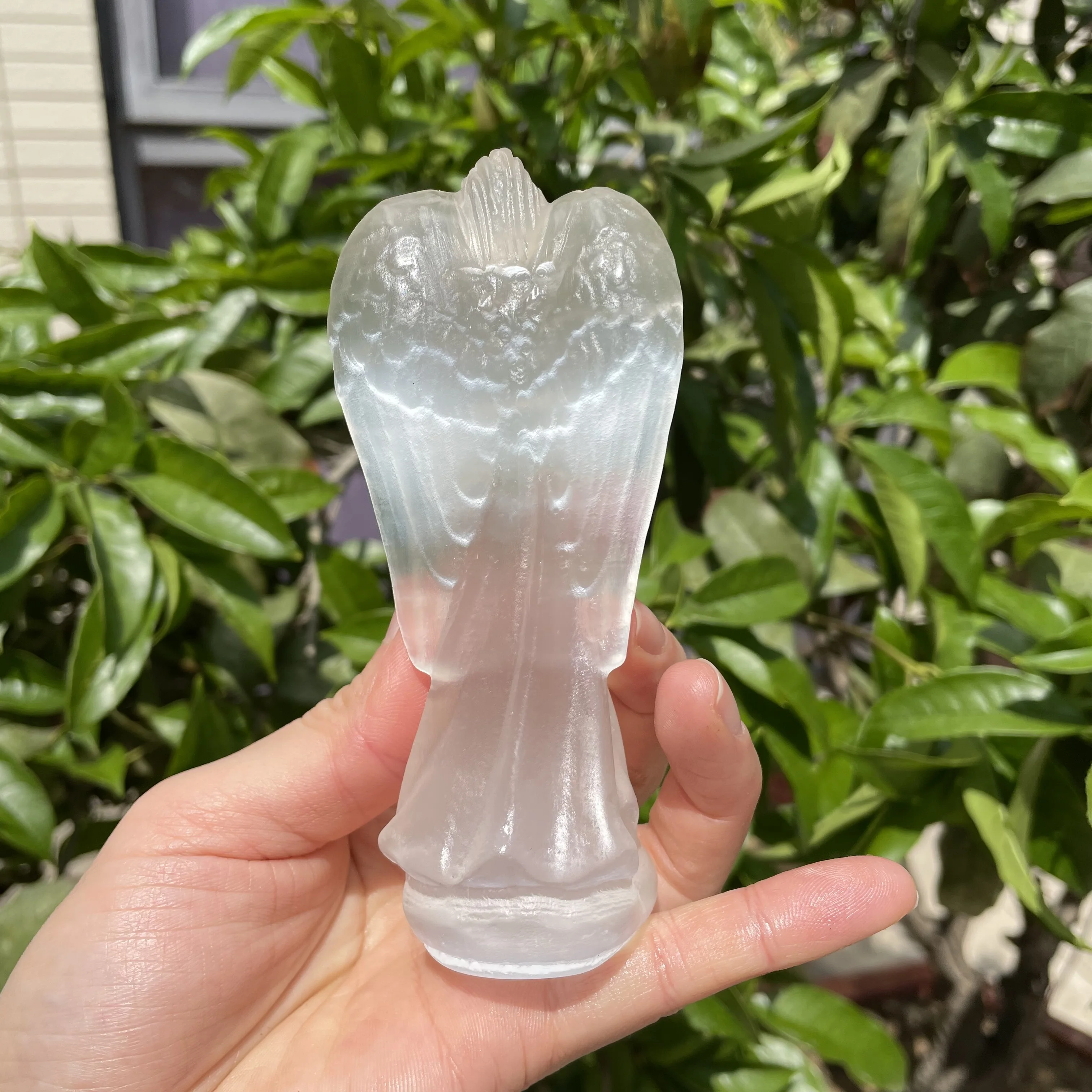 12cm Natural Selenite Crystal Carvings Angel Figure Gypsum Ornament Statue Reiki Healing Decorative Sculpture Modern Room Design 4