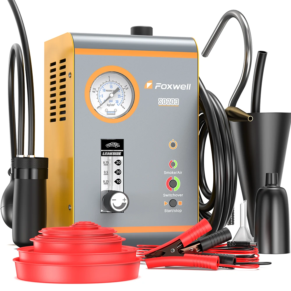 Rilevatore Di Perdite Di Fumo Per Auto Foxwell Sd203 Con Pompa D'Aria Strumento Diagnostico Evap 12V Tester Per Vuoto Localizzatore Di Perdite Di Tubi