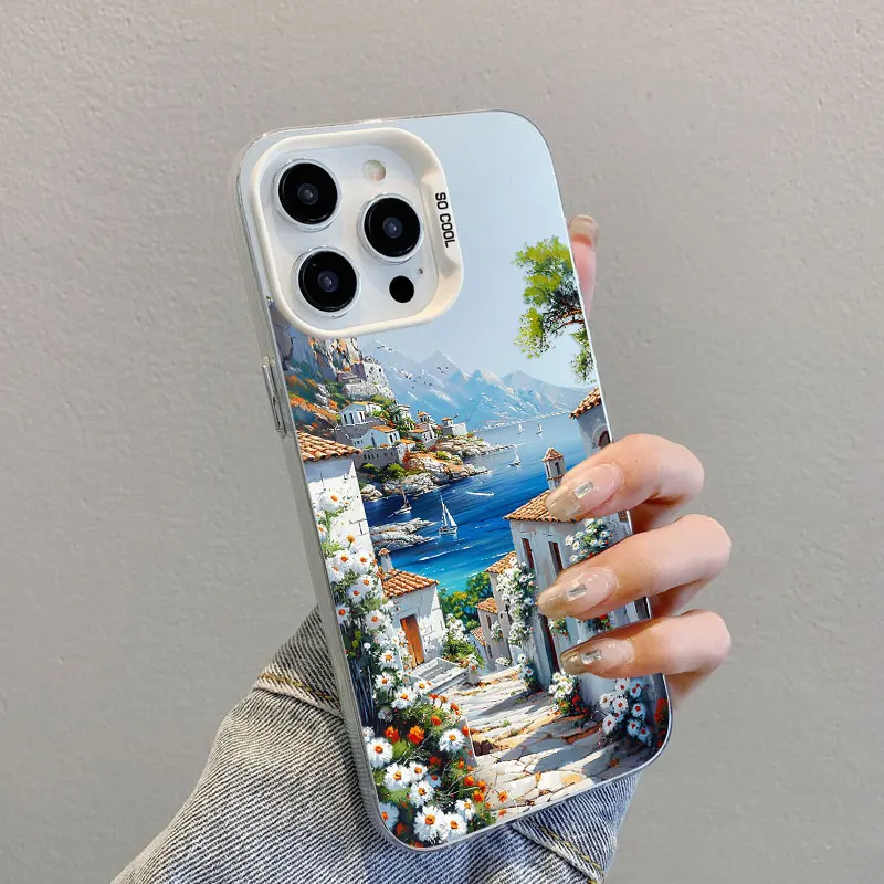 Laser-Handyhülle mit Landschaftsmalerei für iPhone 13 12 Pro Max Mini 17 Pro Max 16 15 14 Pro Max Plus Stoßfeste Hülle – Detail 1
