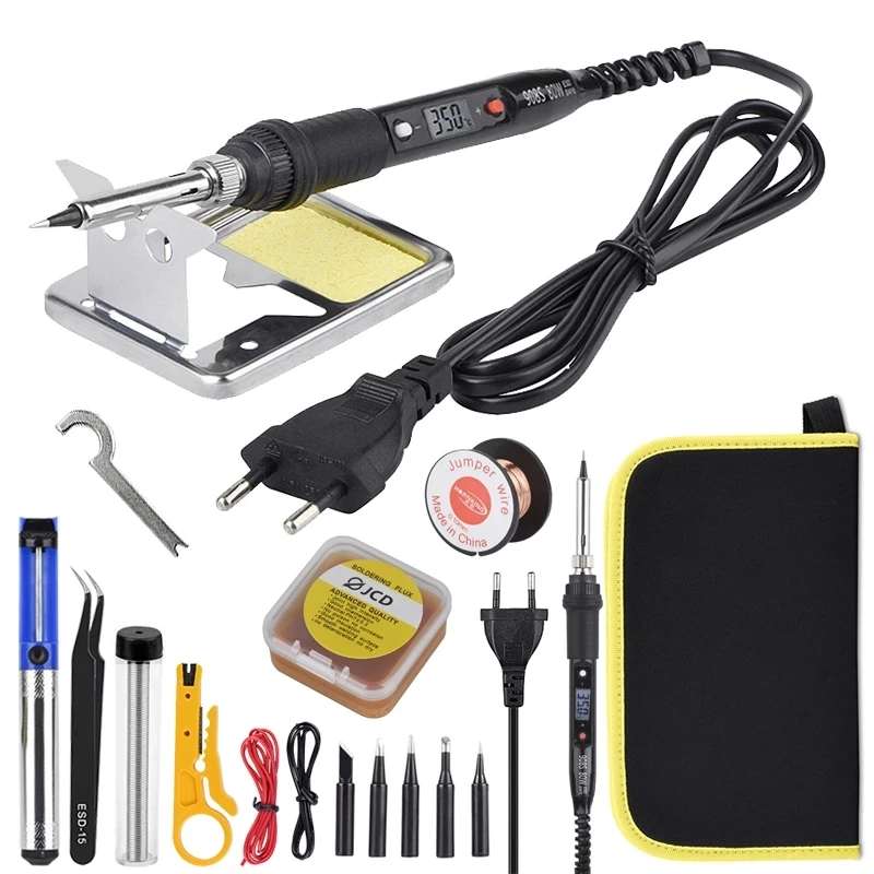 JCD 80W 908S Soldering Iron Kit Temperature Adjustable 220V 110V Welding Tools Set Soldering Flux Soldering Tips Rework Station