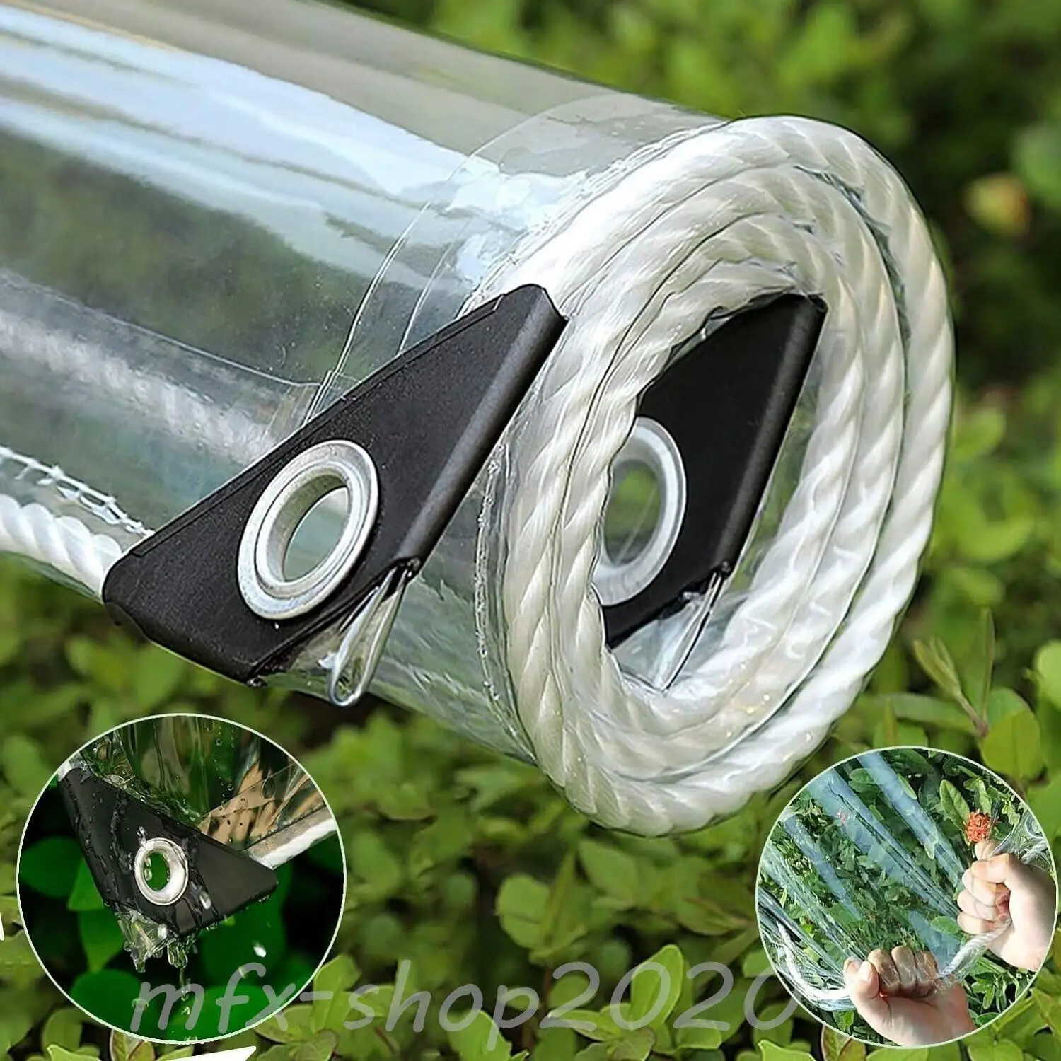 

Clear Tarpaulin Waterproof Heavy Duty Transparent PVC Tarp with Eyelets Outdoor