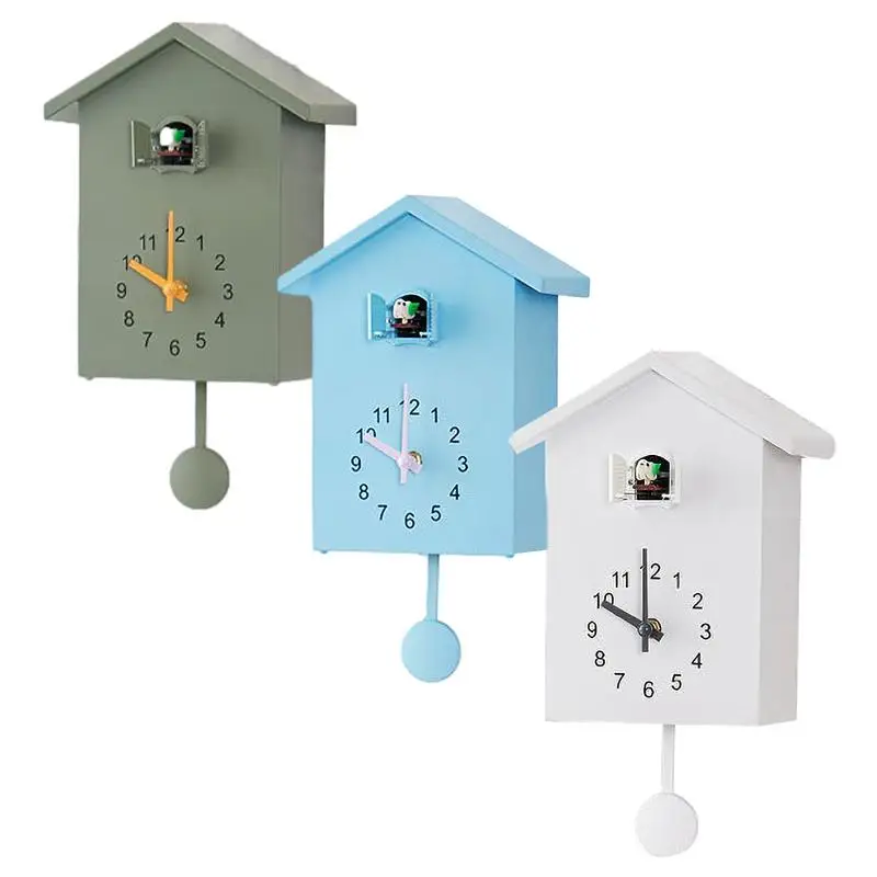 

Cuckoo Wall Clock Decorative Bird Clock Timed Alarm Wall Decor Cuckoo Clock Battery Powered Wall Clocks with Pendulum Modern