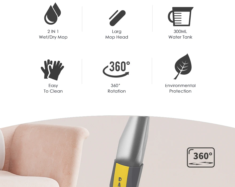 Description Picture 4 of itemSDARISB 360° Rotating Spray Microfiber Mop For Floor Cleaning Magic Multifunction Floor Cleaning Brooms Mop With Reusable Pads