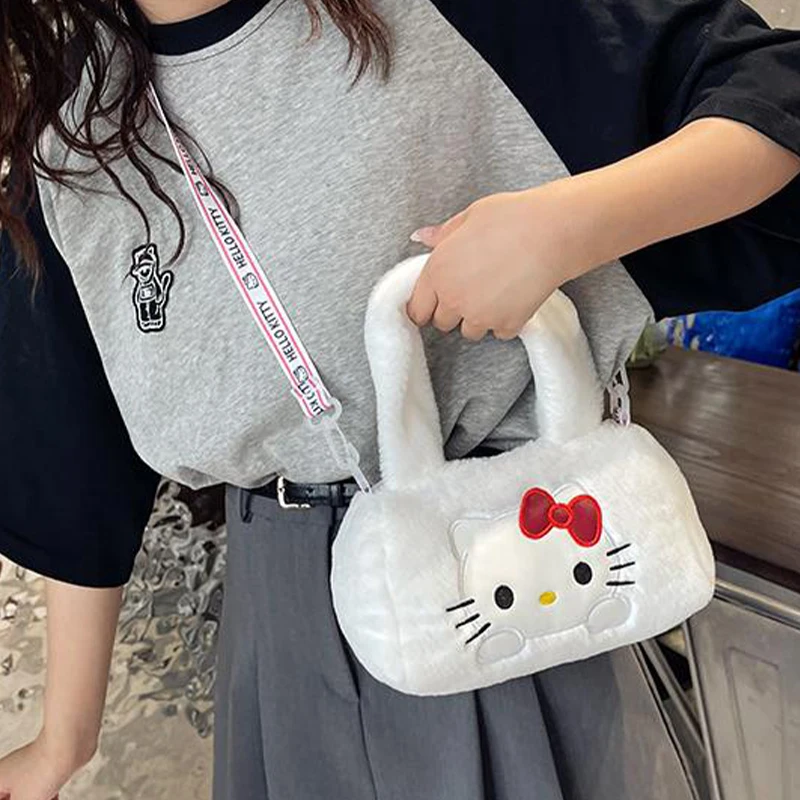 

Модная и милая прямоугольная плюшевая сумка с мультяшным изображением sanrio, Диагональная Сумка через плечо