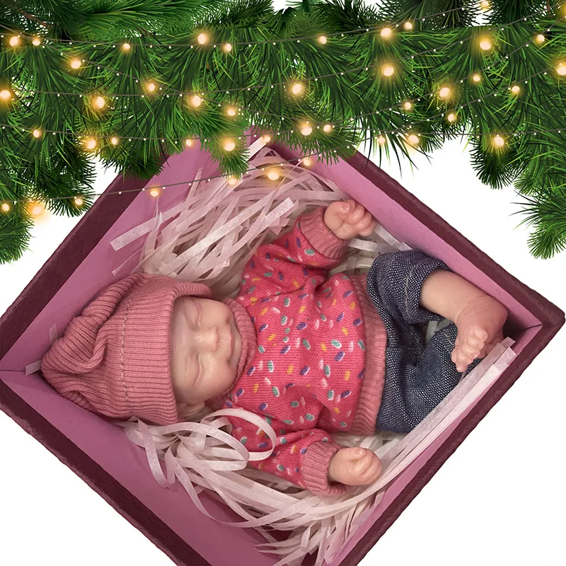 Boneca Reborn de silicone para meninas infantis, afago em miniatura