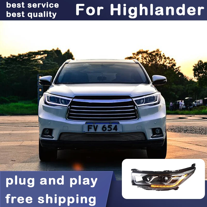 Car Styling Headlights for Toyota Highlander LED Headlight 2015 New Kluger Head Lamp DRL Signal Projector Lens Automotive