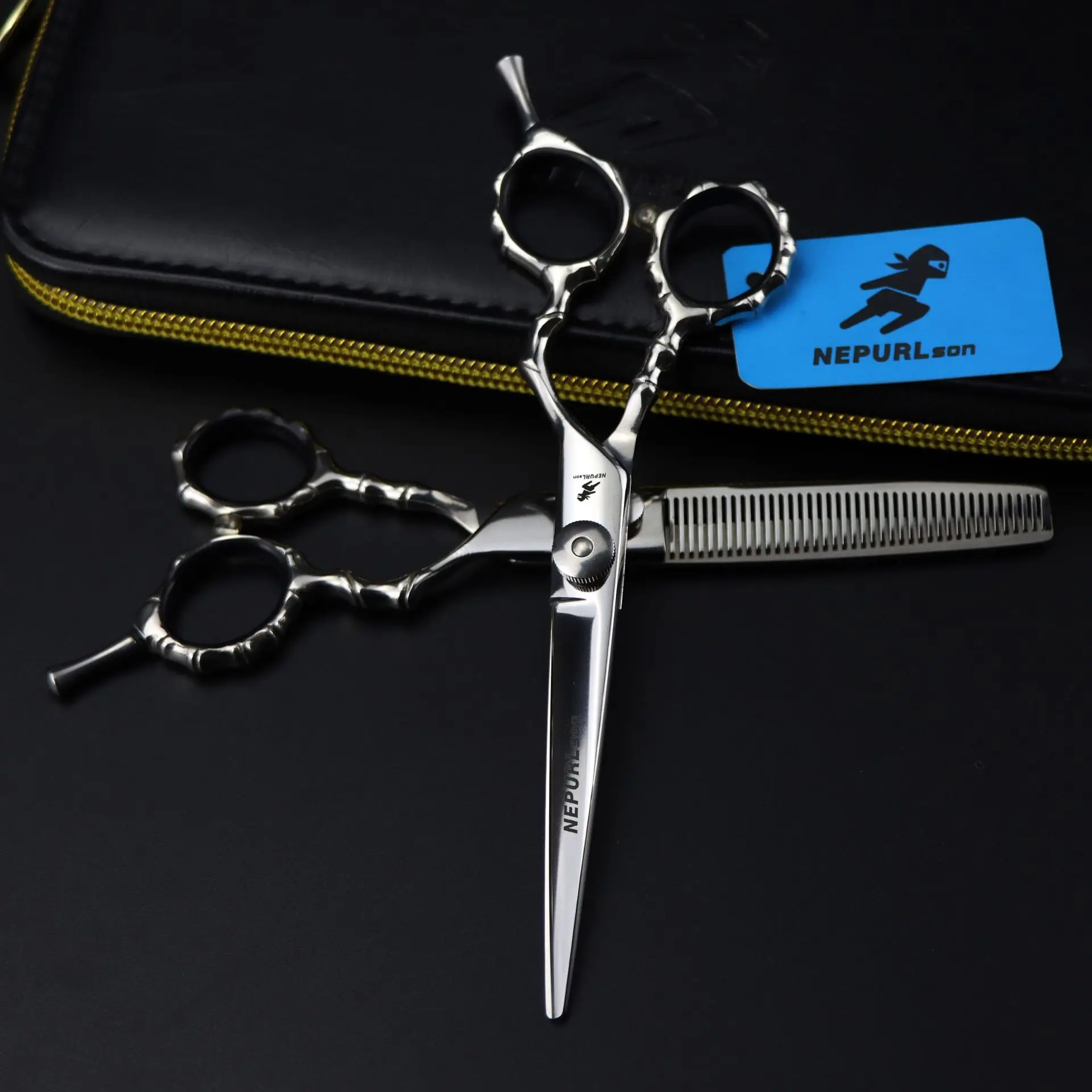 미용실 대나무 헤어 가위, 40 치아 숱기 스타일링 도구, 미용실 이발사 가위, 6 인치