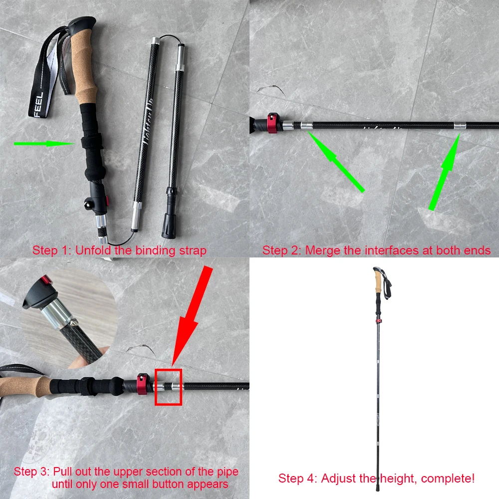 2 PCS 5-Section Outdoor Fold Trekking Pole Cane Camping Portable Walking Hiking Stick For Nordic 등산스틱 Climbing Stick Into Bag 6