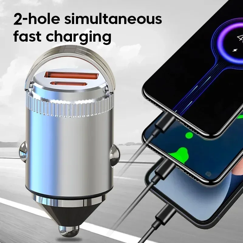 금속 합금 차량용 USB 충전기, 초고속 충전 USB-A, USB-C PD 30W, 담배 라이터 어댑터, 차량용 전화 충전기, 100W