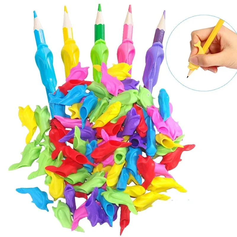 10-30pcs/Set Kids Pencil Grasp Silicone Baby Learning Writing Tool Correction Device Fish Pen Grasp Writing Aid Grip Stationery 12pcs children writing pencil pen holder kids learning practise silicone pen aid grip posture correction device for students