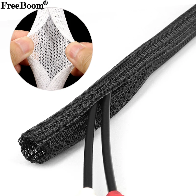 1~50m PET Braided Expandable Cable Sleeve 2~50mm Flexible Self Closed Insulated Wrap Pipe Tube Line Protector Wire Organizer