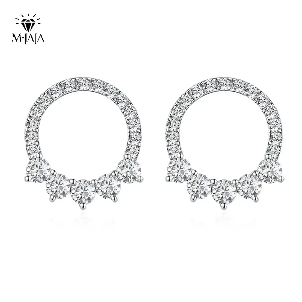 

M-JAJA Moissanite Earrings Diamond 18k White Gold 925 Sterling Silver Stud Earrings for Women 0.53ct D Color VVS1 Fine Jewelry