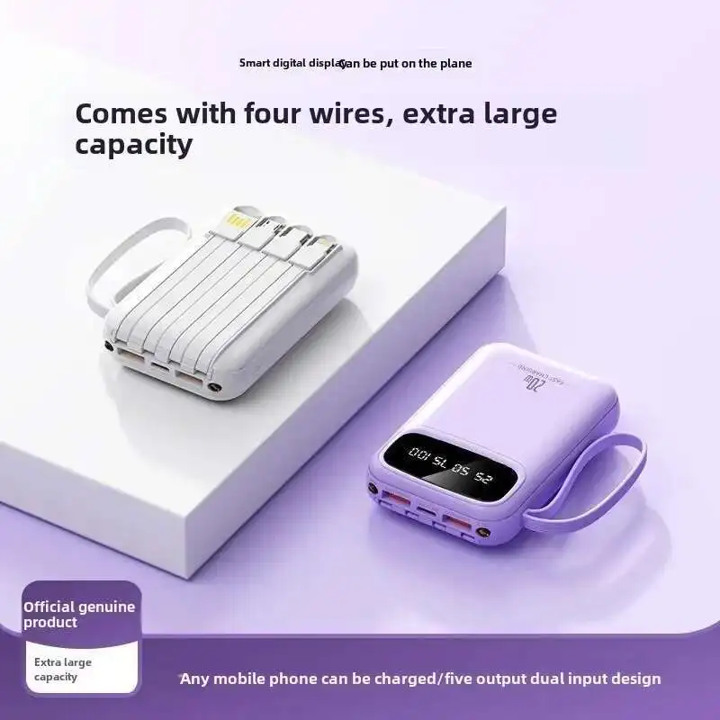 20000mAh 4 in1 Built-in Cable Power Bank, 22.5W Fast Charging Portable Charger, Ultra Slim External Battery for iPhone Samsung 4