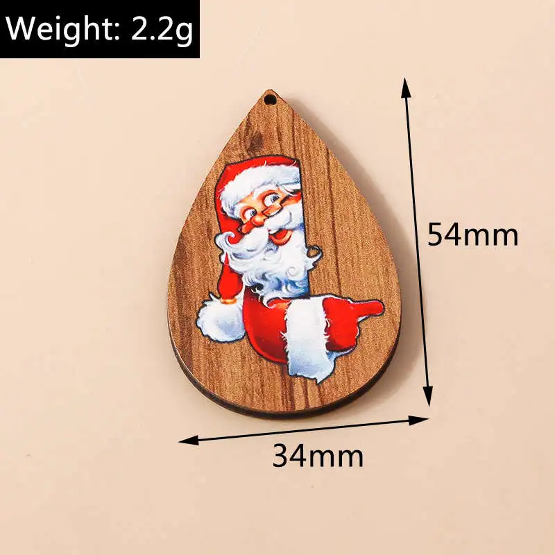 Leslie 10 Stück Modische Holz-Weihnachtsanhänger Niedliche Weihnachtsbaum-, Hirsch- und Schneemann-Anhänger für Ohrringe und Halsketten-Herstellung Zubehör – Detail 6