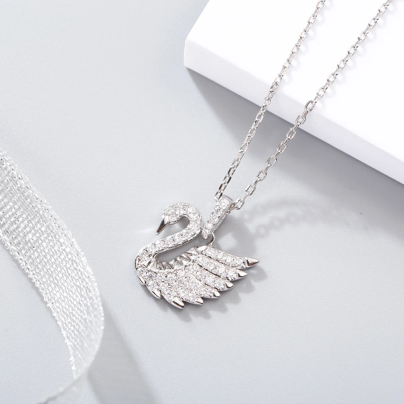 Silver Pendant S925 Sterling Silver 5A Zircon Swan-shaped Female Money Pendant