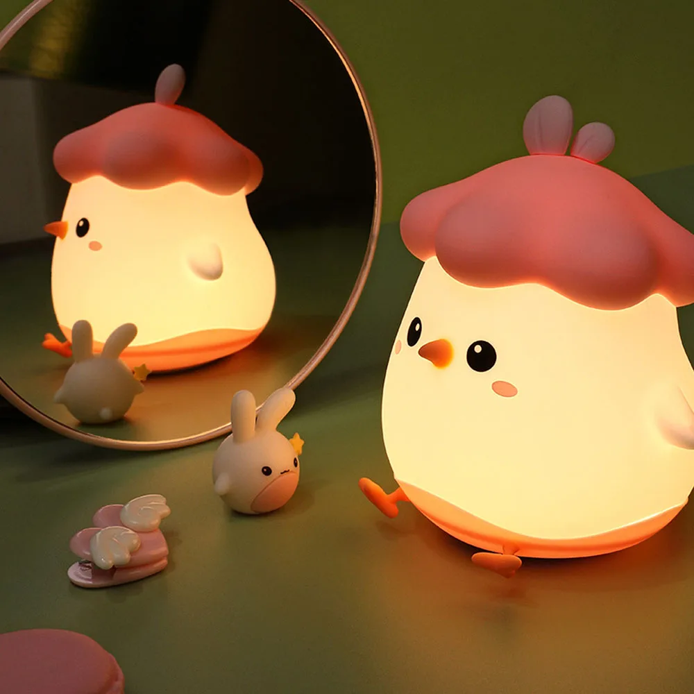 

Rechargeable LED Night Light Cute Silicone Touch Sensor Timing 5V USB Desk Descoration lamps For Children Birthday Gifts