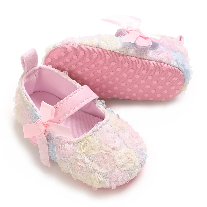 Baby Girls Mesh Rose Shoes Cute Sweet Soft Sole Non-Slip Crib Shoes for Spring Fall 3
