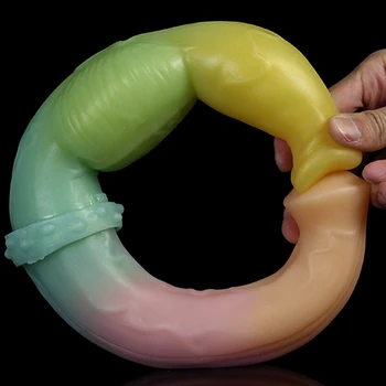 LUUK 16 inch Long Double Horse Dildo Dog Knot Penis Colorful Silicone Sex Toys For Women Lesbian Masturbator Anal Massage 6