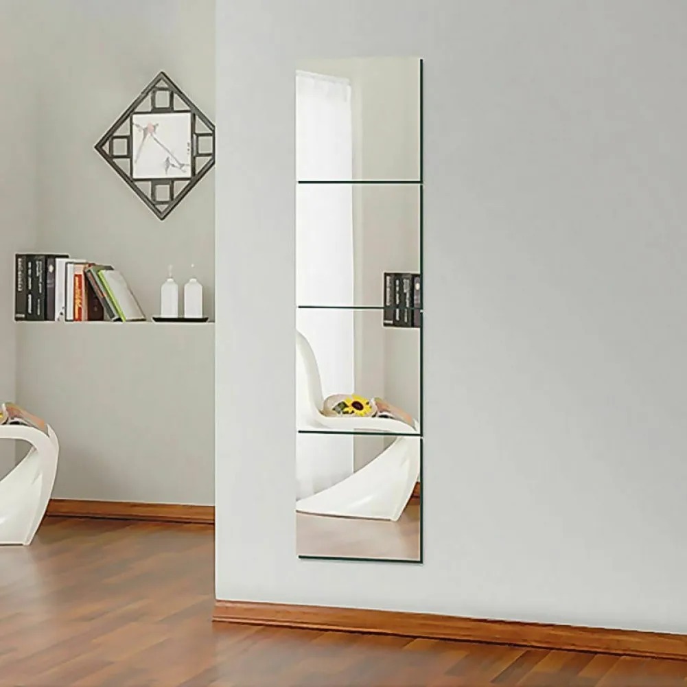 10 Pcs Square Mirror Glass Tile Wall Stickers Selfadhesive Acrylic Decal Mosaic Mirror Tiles Sticker For Bedroom Bathroom Decor