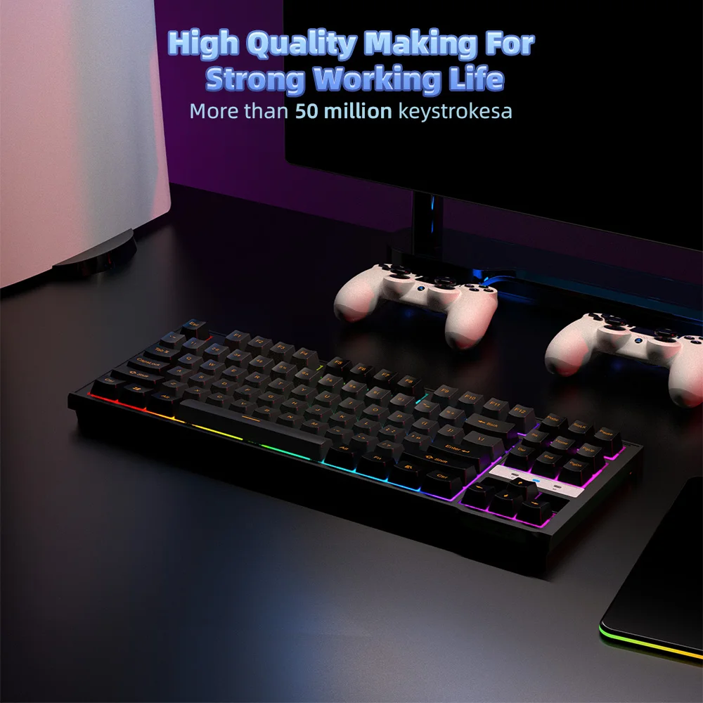 NPET 87 Keys RGB Mechanical Keyboard, Wired 20+ Backlit Modes, Ergonomic Hot Swappable Design, Suitable For Gaming And Office 5