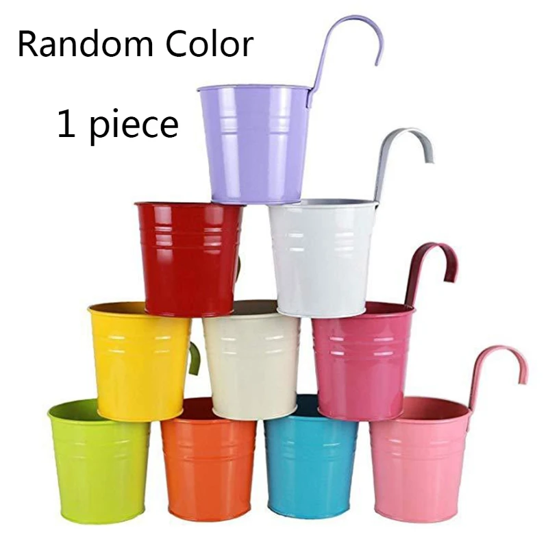 

Bucket Flower Pot Prevent Dirty Scenery for Indoors and Outdoors Use Pot Outside Bucket Flower Pot Hanging Hook Handle