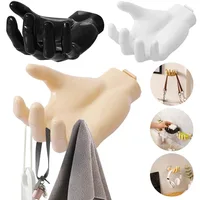 Resin Wall Hanger Self Adhesive Hand Shape Hanger Hook No Drilling Palm Shaped Hook Wall-Mounted Multifunctional for Home Office 1